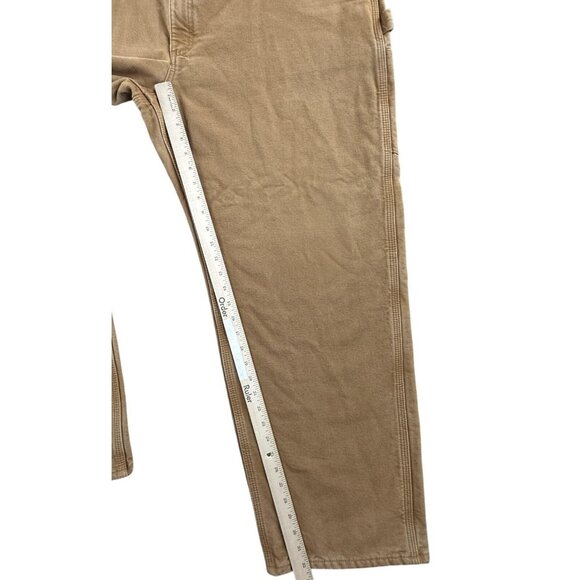 Vintage Carhartt Pants Men 44x32 Brown B111 Dungaree Flannel Lined Carpenter Y2K - Picture 8 of 16
